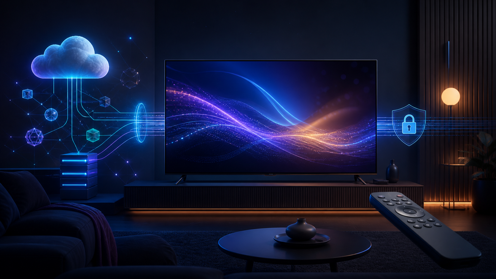 Android TV application flowing from a cloud media platform to a living-room screen