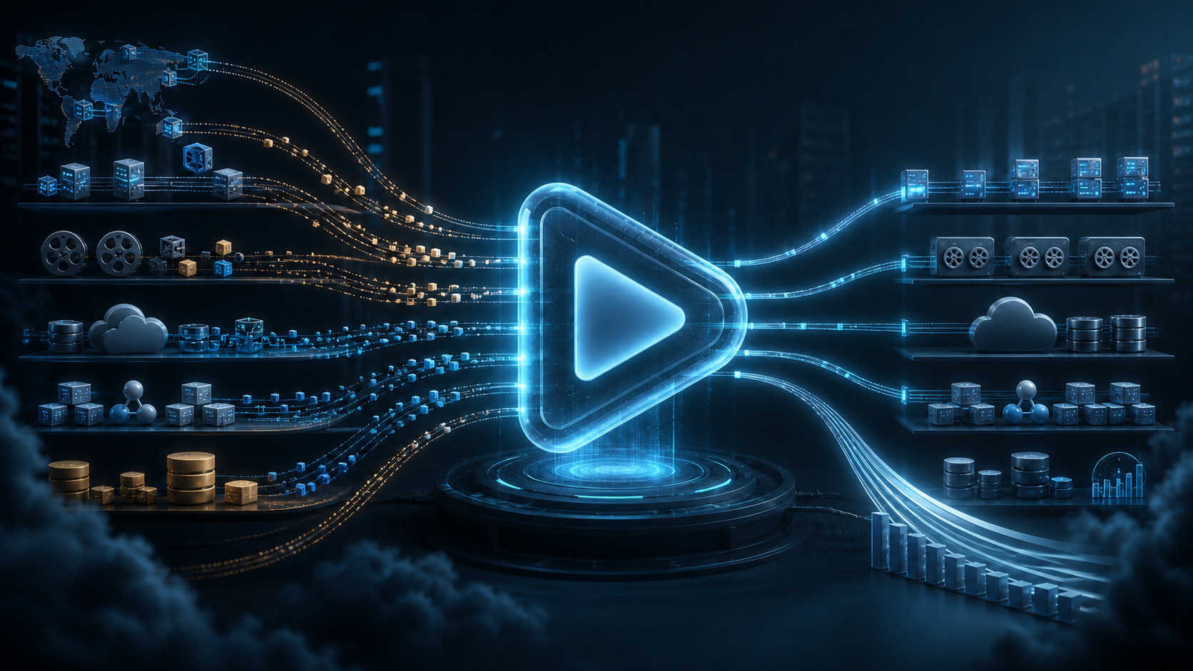 OTT cloud cost control room with streaming infrastructure layers and clear optimization paths