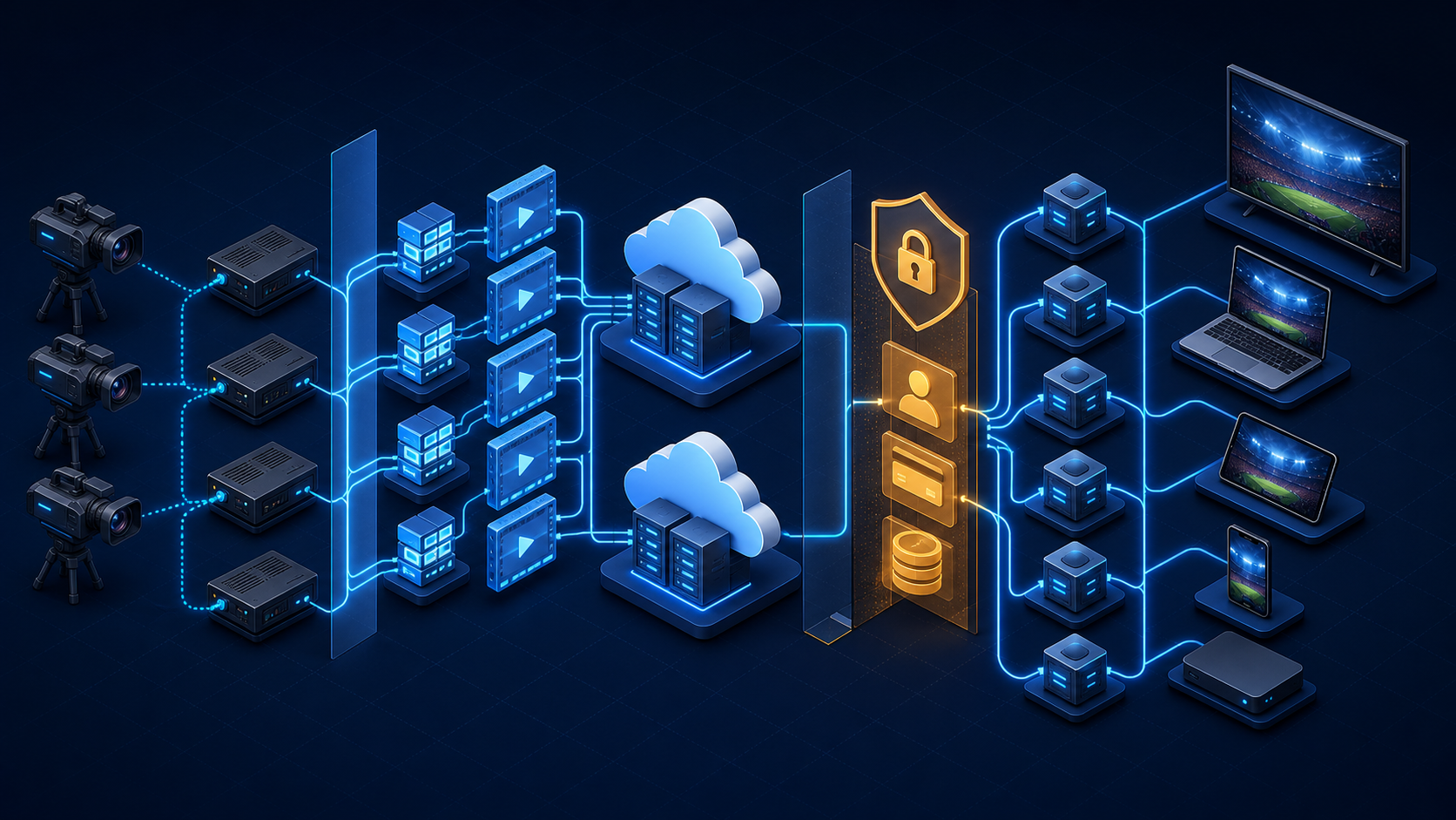 Layered PPV streaming architecture from live ingest through secure playback