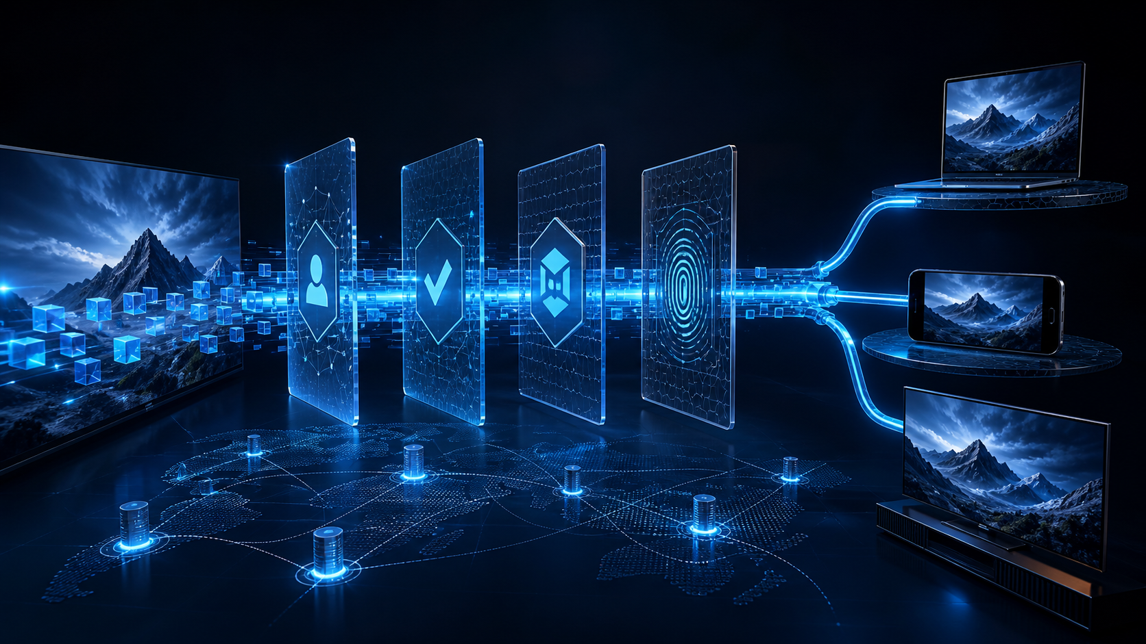 Layered secure streaming architecture protecting premium video across web, mobile, and TV
